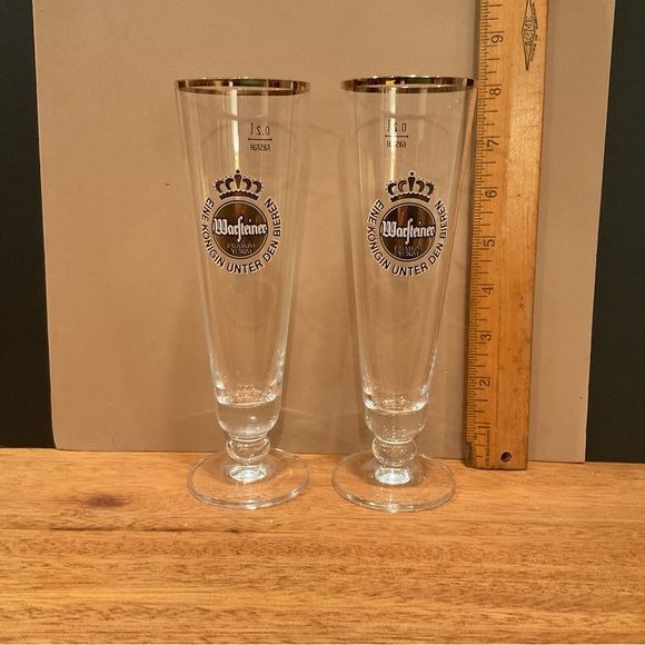 Set of beautiful gold rim WARFTEINER Pilsner beer Glasses - Picture 2 of 5